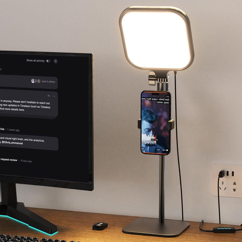 UBeesize Zoom Lighting for Computer, Video Conference Lighting for Video Calls, Desk Light with Stand and Phone Holder for Webcam, Home Office, Podcast, Online Meetings, Live Streaming - Image 1